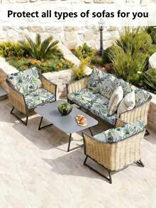 1 buah Sarung Sofa Elastisitas Tinggi Motif Daun Hutan Hujan Tropis, Bahan Poliester, Menutupi Seluruh Bagian, Kasual Musim Panas, Cocok Untuk Teras, Taman, Tepi Kolam Renang, Berbagai Acara, Dijual Satuan, Bukan Set Pelindung Sofa - MultiWarna - View 2