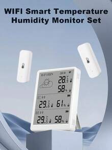 WiFi Smart Temperature & Humidity Monitor Set – 1 Display + 3 Sensors, Wireless 433MHz, APP Remote Viewing, Works With Alexa, Data Storage & Export, Temperature/Humidity Alarm, Smart Scene Automation, Weather Station Function, For Home Greenhouse Wine Cellar - Multicolor - View 1