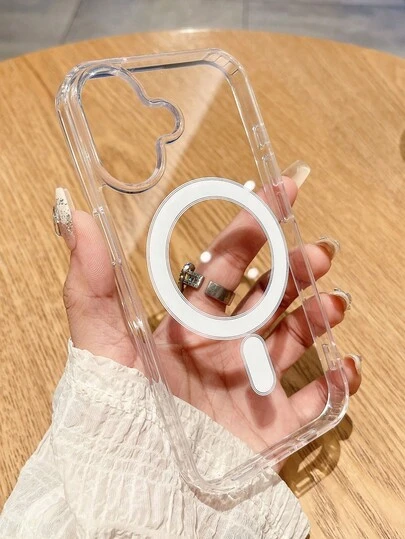 1 pieza Funda de teléfono magnética transparente minimalista apta para iPhone 17 Pro Max, 17 Pro, 16 Pro Max, 15 Plus, 14, 13, 12, 11 Cubierta protectora de teléfono