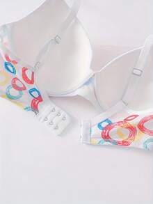 3pcs Women's Comfortable Printed Adjustable Strap Bras With Underwire - Multicolor - View 6