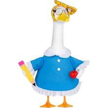 Porch Goose Outfit, Back To School Dress With Headband Glasses Goose Statue Clothes Garden Decoration - Blue - View 6