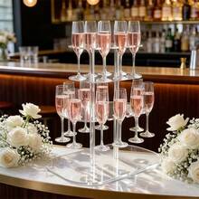 Bộ 1 giá đỡ ly rượu vang bằng acrylic, giá trưng bày ly sâm panh dày dặn, thích hợp cho đám cưới, tiệc tùng, Ngày Valentine, Ngày của Mẹ, sinh nhật và các sự kiện khác. - Xem 2