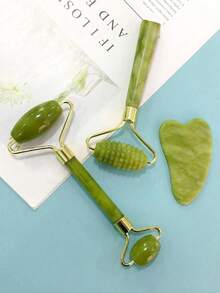 Bộ 1/2/3 con lăn ngọc và dụng cụ Gua Sha, máy massage mặt và cổ bằng ngọc - Quà tặng Ngày của Mẹ - Dụng cụ chăm sóc da mặt SPA, con lăn massage mặt - Nhiều màu - Xem 10