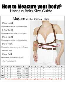 1pc Women's Renaissance Accessory Plus Size Gothic Style Coffee Brown PU Leather Belt, Punk Suspender Suitable For Halloween Party, Gathering Or Daily Wear - Coffee Brown - View 5