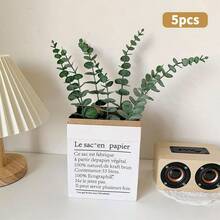100pcs Artificial Eucalyptus Branches, Eucalyptus Decor, Fake Green Twigs, Green Decorative Artificial Flowers, Suitable For Home And Office, Artificial Flower Bouquet Filler, Wedding Decor - 彩色 - 查看 17
