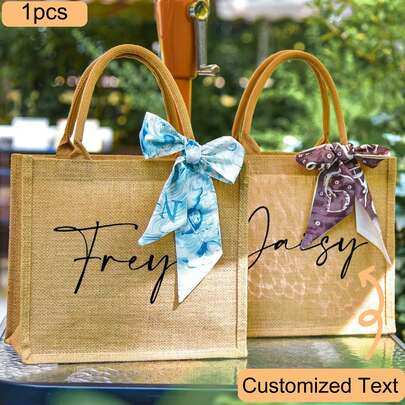 1 Stück personalisierte Tragetasche für Brautjungfern, Jutetasche (geeignet für Brautjungfern), Geschenktasche für Brautparty, Strandtasche, Geschenk für Junggesellinnenabschied, Geschenk für Brautjungfern. Hergestellt aus hochwertigem grobem Jutestoff, verströmt einen rustikalen Charme und Küstenflair, perfekt für Brautjungfernpartys, Hochzeiten, Junggesellinnenabschiede, Bridal-Shower, Strandausflüge, Picknicks oder Strandspaziergänge.