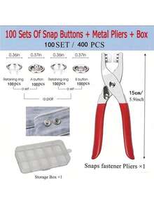 400/800pcs Metal Snap Buttons, 100/200sets Five-Claw Snap Pliers Tool (With Tool Box), Suitable For Clothing, Leather Handcraft Sewing Snap Pliers Tool - Silver - View 9