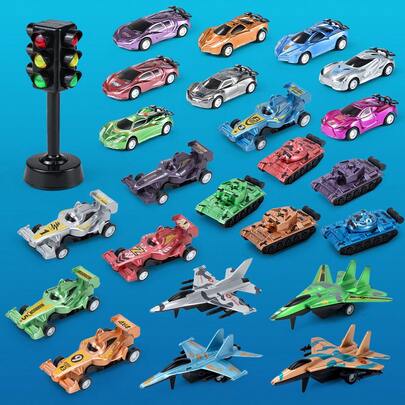 UINLE Baby 6/22pcs Children Military Toy Car Set, Including Racing Car, Tank, Fighter Jet And Other Shapes, Friction Powered Sliding, Desktop Decor, Toy Cars For Boys, Car Enthusiast Collectibles, Children's Car Toys, Gift Bag Filler, Party Surprise Gift, Classroom Reward, Back To School Gift