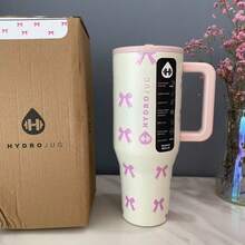 40oz Tumbler Stainless Steel Coffee Mug Cup Insulated Portable Vacuumhydrojug Travel Tumbler With Handle Lid Straw Water Bottle - 彩色 - 查看 2