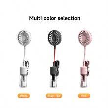 三合一多功能喷雾风扇，可夹在车上、手持或放在桌面上使用，四档风速，纳米冰雾加湿，静音强劲，USB充电，适用于婴儿车和雨伞，1200mAh电池 - 卡片夾式 - 查看 10