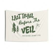 60x40in Camping Bachelorette Trip Banner, Camp Bach Party Tapestry, Last Trail Before The Veil Bridal Party Decor, Lake Bachelorette Backdrop - 1 - 查看 2