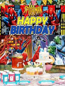 Phông nền Marvel 75*95cm dùng trang trí tiệc sinh nhật, banner chụp ảnh sinh nhật, phông nền tiệc bằng sợi polyester, trang trí đĩa giấy Avengers, khăn trải bàn và bộ đồ ăn siêu anh hùng, đồ dùng tiệc sinh nhật. - Nhiều màu - Xem 9