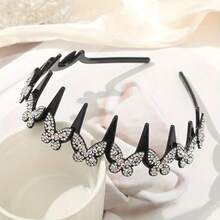 3pcs Elegant Wavy Headbands, Synthetic Zirconia Butterfly Decor, Non-Slip Plastic Hair Ties, Suitable For All Seasons, Durable, Fit For Casual And Formal Occasions - Multiple Styles - View 11