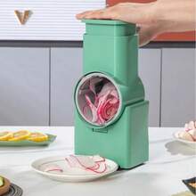 Máy thái rau củ đa năng 16 trong 1, tiện dụng cho nhà bếp, thái hạt lựu, thái lát, bào sợi và lọc nước, dụng cụ thái nhanh khoai tây, cà rốt, hành tây với tay cầm bảo vệ, tiết kiệm thời gian chuẩn bị nguyên liệu. - Màu xanh lá cây đậm - Xem 13