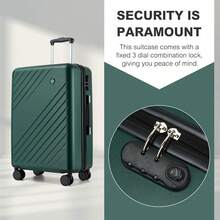 Hard-Shell Luggage Set | 20-Inch Carry-On (Cabin), 24-Inch Medium Checked Bag, 28-Inch Large Checked Bag | ABS+PC, 360° Quiet Wheels, Combination Lock | For Holidays, Business, Family & Weekends - Green - View 3