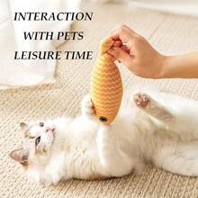 毛绒猫鱼玩具，猫抓猫薄荷玩具，互动仿真鱼猫薄荷玩具，猫狗适用毛绒玩具，耐咬玩具 - 彩色 - 查看 4