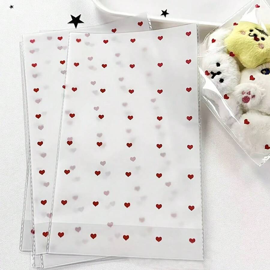 Heart-Shaped Gift Packaging Bags, Small Items Storage Bags, Gift Wrapping Decoration Bags - Red Heart - View 1
