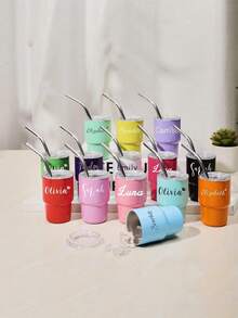 Cốc in hoa sinh nhật cá nhân hóa có nắp đậy, Cốc dành cho phù dâu, Quà cầu hôn phù dâu, Quà tặng cô dâu, Cốc du lịch cho cô dâu, Cốc phù dâu - Nhiều màu - Xem 7