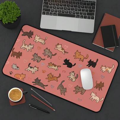 1 件装可爱猫咪桌面垫 - 送给爱猫人士的礼物 - 猫咪游戏鼠标垫，适合猫咪爱好者、居家办公人士、学生 - 游戏鼠标垫，防滑桌面垫，适用于笔记本电脑键盘，办公装饰