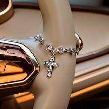 1 pieza Cadena de corbata de cristal brillante, decoración elegante para el volante del coche, accesorio refinado para el interior del coche de las mujeres - A - Ver 6