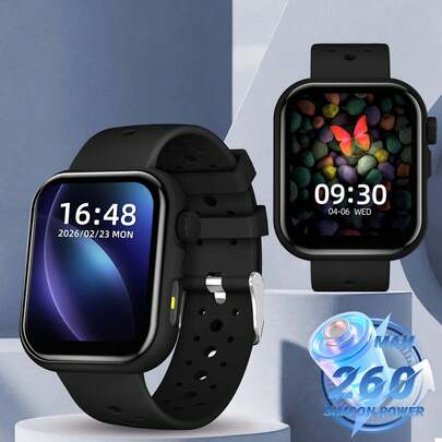 Stylish 1.83'' HD Smartwatch For Men Women, Full Touch Sport Fitness Tracker Compatible With IOS Android, Bluetooth Sync, Call & Message Alerts, Social Notifications, Step Counter, Music Control, Alarm, Weather, Calculator, Perfect Daily Wear Gift