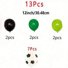 13 piezas Juego de globos de látex de 12 pulgadas con tema de fútbol verde para fiesta - Ver 4