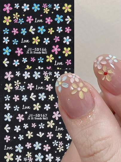 5-Petal Daisy Pattern (Macaron Flower, Water Drop Flower), Suitable For Manicure Design, Fresh And Cute, Paired With 3D Embossed Craft