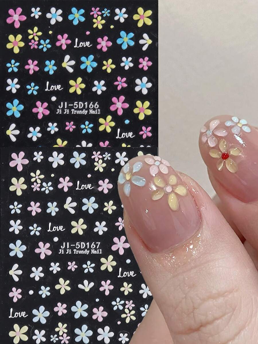 5-Petal Daisy Pattern (Macaron Flower, Water Drop Flower), Suitable For Manicure Design, Fresh And Cute, Paired With 3D Embossed Craft - Multicolor - View 1