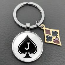 Medvang 1 chiếc móc khóa hình trái tim chữ AKQJ (Queen of Clubs) bằng thủy tinh hình vòm, dùng làm thẻ bài poker, bán sỉ. - Màu Bạc Cổ - Xem 7