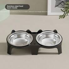 Bát đựng thức ăn cho mèo bằng thép không gỉ, bát đựng nước cho thú cưng, chống tràn, đồ dùng cho mèo, bát đựng cơm. - 300ml - Xem 7