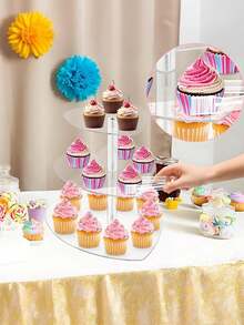 Soporte de exhibición de pastel de acrílico de varios niveles, soporte de postres y alimentos para bodas y fiestas de cumpleaños - transparente - Ver 7