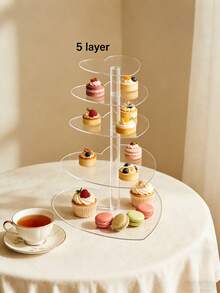 Soporte de exhibición de pastel de acrílico de varios niveles, soporte de postres y alimentos para bodas y fiestas de cumpleaños - transparente - Ver 22