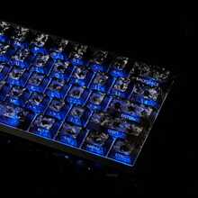 130+ 枚黑色侧印碳纤维纹理键帽，Cherry 原厂高度，侧印半透明，兼容 Wooting 磁吸轴及其他机械键盘，键帽套装，游戏键帽，PBT 键帽，定制键帽，替换键帽，背光键帽，可爱键帽，键盘配件 - 查看 7