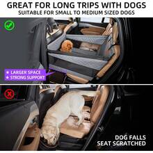 Large Dog Car Seat,Back Seat Extender For Dogs,Waterproof Medium Dog Seat Cover For Backseat, Pet Bed For Car Hammock, With 2 Mesh Windows, Waterproof Large Carseat For Dogs With 4-Splice Hard Bottom, Pet Seat Cover For Cars, Trucks And SUVs(Grey-L) - 黑色 - 查看 5