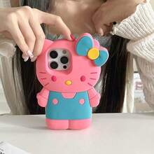 SANRIO 猫咪图案时尚创意蓝色挂绳硅胶防水防震软手机壳，兼容 17系列、11/12/12 Pro、13/14/15、13 Pro/14 Pro/15 Pro、12 Pro Max/13 Pro Max/14 Pro Max/15 Pro Max、16、16 Pro、16 Pro Max、17、17 Pro、17 Pro Max，母亲节、感恩节的绝佳礼物 - 粉色 - 查看 4