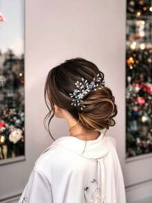 1pc Handmade Crystal Hair Comb, Bridal Wedding Accessory, Everyday Pearl Hair Clip For Women, Combs, Hair Comb, Bride Accessories - Multicolor - View 8