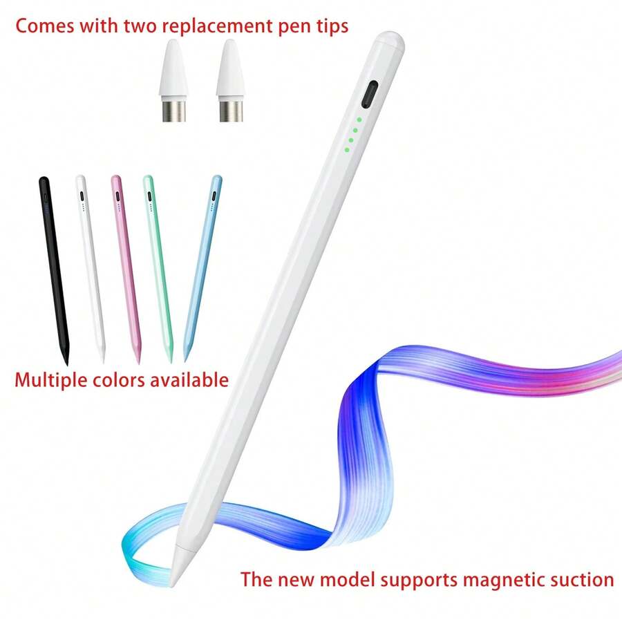 Touchscreen Stylus, Highly Compatible And Precise Capacitive Pen Compatible With Ipad/Android Tablets And Phones | Ideal For Handwriting, With Fast Charging, Long Battery Life And Touch Switch | Includes 2 Replacement Tips