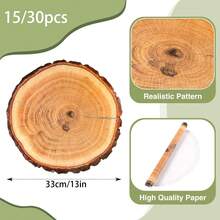 Manteles individuales desechables de papel tejido con textura de madera, aptos para fiestas de cumpleaños, bodas y cenas - Ver 2