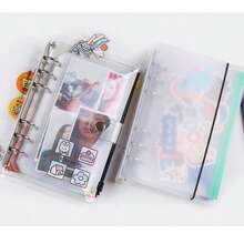 A5 Double Grid With Lid 6-Hole Storage Bag 5pcs/Set Clear Loose-Leaf File Pocket Back To School,Back To School,School Supplies - Transparent - View 8