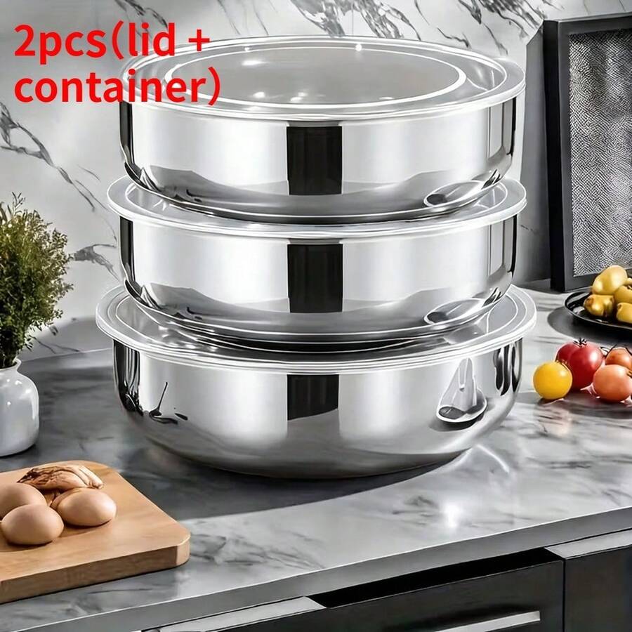 LAISONWARE Bộ 2 tô trộn cỡ lớn bằng thép không gỉ kèm nắp - Có thể rửa bằng máy rửa chén và tái sử dụng, dùng cho salad, bột, làm bánh và chuẩn bị bữa ăn | Vật dụng thiết yếu cho mùa xuân ăn uống lành mạnh và sắp xếp nhà bếp - Nhiều màu - Xem 1