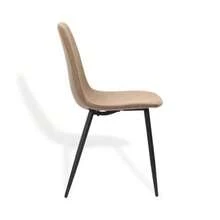 Minimalist Dining Chairs In Fabric & Metal - Dark Khaki, Set Of 2 - 棕色 - 查看 5