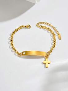 1 pieza Brazalete curvo de acero inoxidable minimalista y de moda, accesorio elegante y versátil adecuado para uso diario y vacaciones - Pulsera - Ver 6