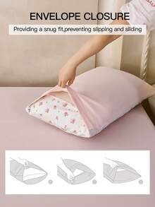 3件套/4件套蜜月花卉印花床单套装(1个床笠+1个床单+1/2个枕套),100%涤纶面料,适合9-12英寸深的床笠,柔软透气,不易缩水,适用于单人床/双人床/大号床/特大号床,通过Oeko-Tex认证,送给妈妈的绝佳礼物 - 彩色 - 查看 7