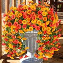 1/50 piezas Guirnalda de vid de glicinia artificial, flores colgantes falsas y realistas para decoración del hogar, jardín, boda, decoración de primavera, Día de San Valentín, arco de boda, pared, jardín, verdor, dormitorio, oficina al aire libre, decoración de fiesta - naranja - Ver 5