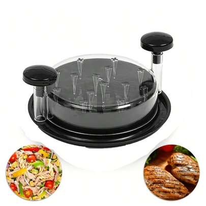 鸡肉丝刨丝器，旋转式设计，带防滑耐用盖，透明盖，适用于猪肉、牛肉、鸡肉等肉类。