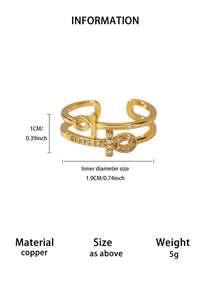 4pcs Vintage Cross & Heart Geometric Gold Rings, Suitable For Women/Best Friends, 18K Gold Plated Cubic Zirconia Adjustable Delicate Rings, Wedding Jewelry Vacation Accessories, Birthday Mother's Day Gift - Multicolor - View 16