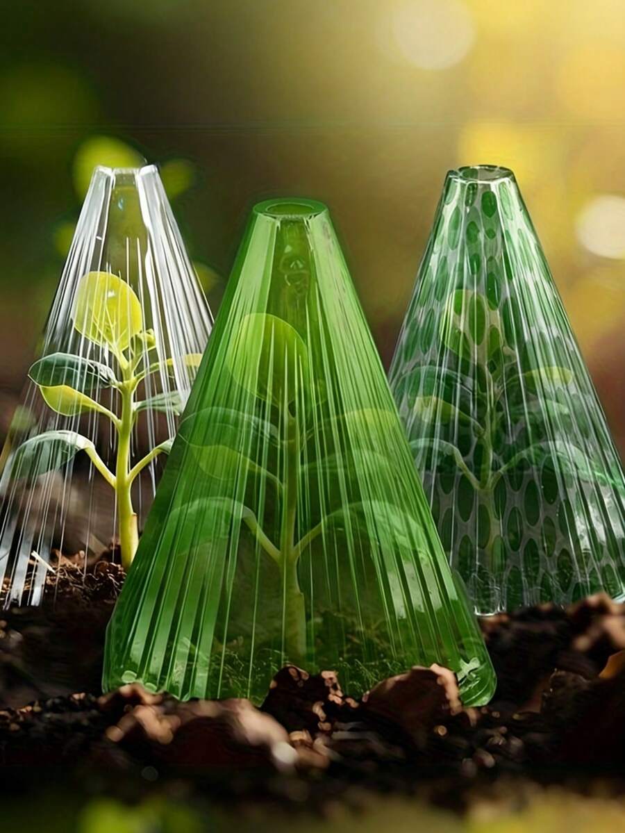 10pcs Reusable Transparent Plastic Plant Covers - Mini Greenhouse, Frost/Sun/Bird/Snail Protection, Plant Growth Assistant, Gardening Essential - Multicolor - View 1