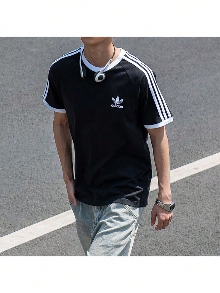 Adidas Originals 男士休闲修身圆领短袖T恤，2026夏季新款 KB2459 - 黑色 - 查看 1
