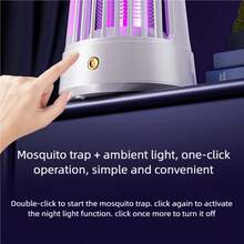 电动灭蚊灯，蚊虫诱捕器兼灭虫器，蓝紫色光波吸引蚊虫，害虫防治，USB插头，带网格的LED蓝紫色光波诱捕器，适用于家庭、卧室、后院露营，1200mAh - 彩色 - 查看 8