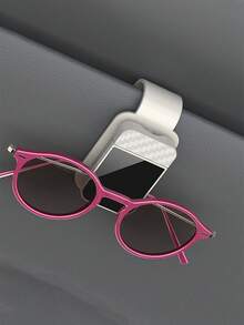 1pc Car Sun Visor Glasses Clip, Universal Fashion Car Glasses Clip, Carbon Fiber Car Sun Visor Stylish Glasses Storage Organizer, Button-Style Glasses Storage Organizer With Sponge, Suitable For Truck And Car Interior Accessories Most Models - Multicolor - View 13